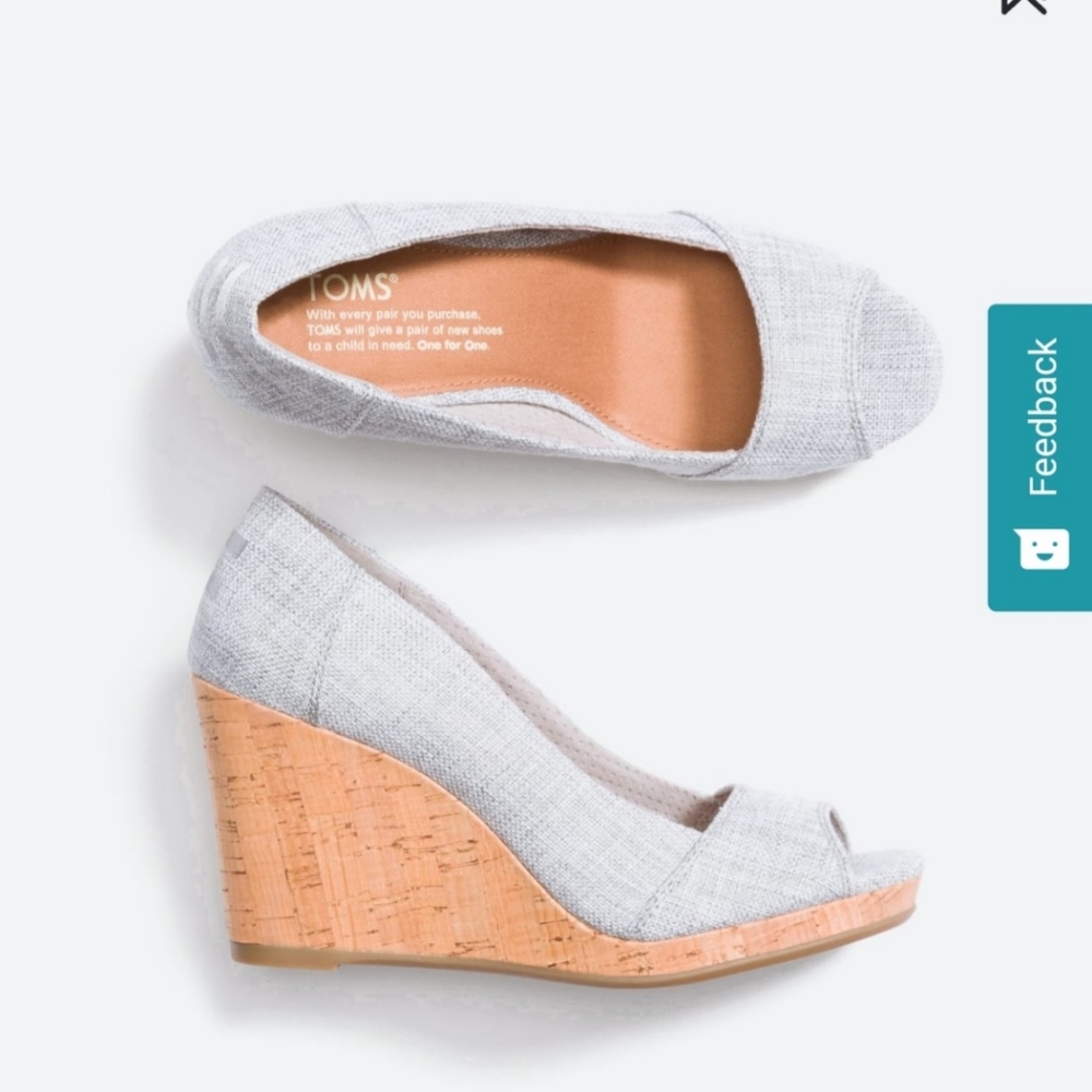 Toms Stella Peep Toe Wedge